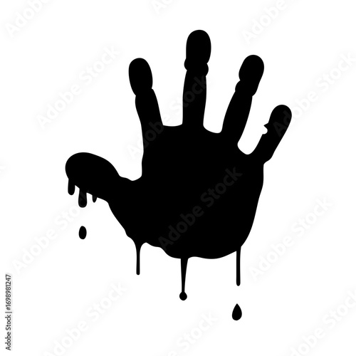 Bold Black Dripping Handprint Urban Graffiti Art
