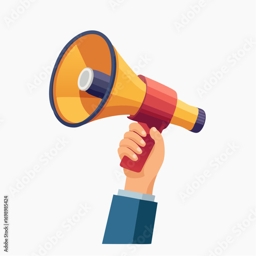 Hand Holding A Yellow And Red Megaphone
