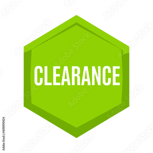 CLEARANCE Sale Discount Promotion Offer Green Hexagon Label Tag Icon for Retail Marketing