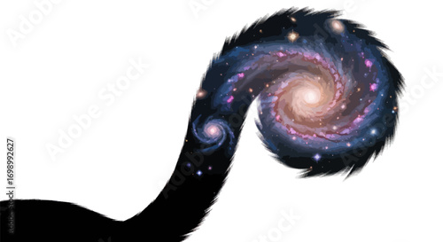 Cosmic cat tail: A whimsical blend of feline grace and galactic wonders illustration
