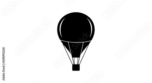 Minimalist monochrome hot air balloon illustration against a clean white backdrop image