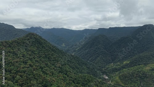 Aerial View of Mindo Cloud Forest Green Ecuadorian Landscape