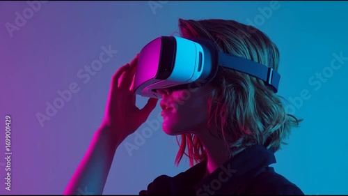 Woman using a VR headset 