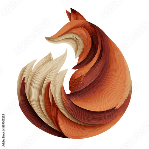 Abstract Fox Design: An eye-catching artistic rendition of a fox, artfully constructed with layered, fluid strokes of various hues, evoking a sense of elegance and untamed spirit.