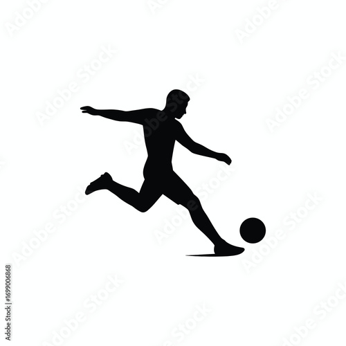Soccer Player Kicking Ball – Football Action Vector Silhouette