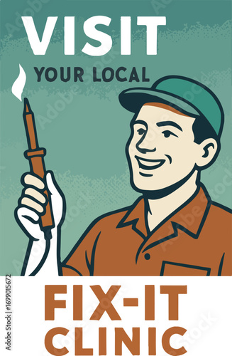 Fix-It Clinic Vintage Poster
