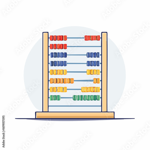 Wooden Abacus With Colorful Beads On A White Background