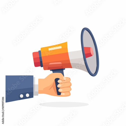 Hand Holding Orange And Yellow Megaphone