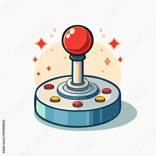 Pixel Art Joystick with Red Ball and Colorful Buttons