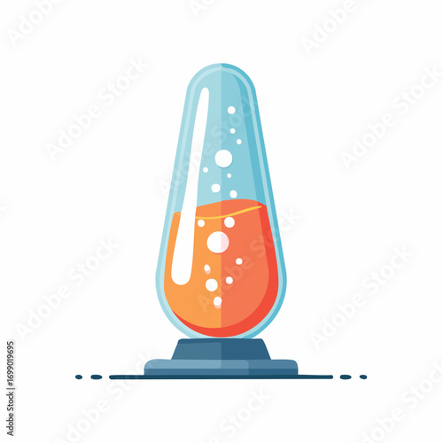 Orange Lava Lamp With White Bubbles On A Dark Base