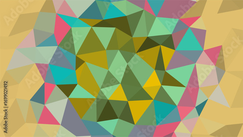 Colorful Geometric Polygonal Abstract Pattern with Teal Pink and Yellow Hues background low poly