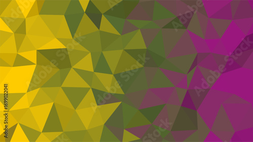 Geometric Polygonal Background with Gradient Transition from Yellow to Green to Purple abstract