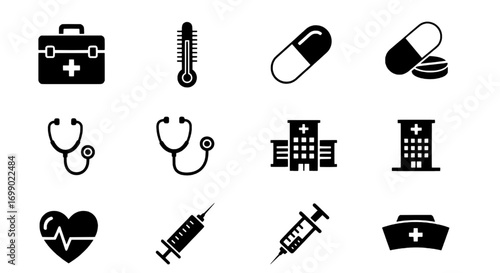 Medical Icons Healthcare & Hospital Glyph Illustrations