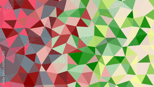 Red and Green Polygonal Geometric Abstract Background With Sharp Color Transitions triangle