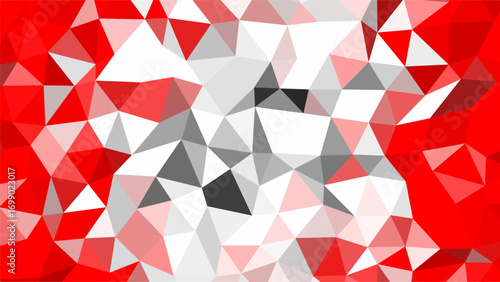 Red White and Gray Polygonal Abstract Background with Sharp Geometric Shapes low poly