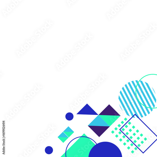 Geometric Abstract Composition with Colorful Shapes and Designs