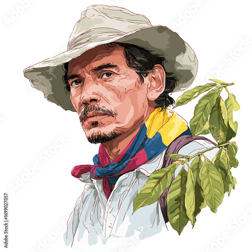 Illustrative Portrait of a Man: A detailed artistic portrait, featuring a man with a hat and scarf, embodies the spirit of determination and introspection.