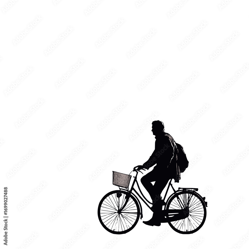 Obraz premium Silhouette Cyclist on Adventure: A silhouetted cyclist embarks on a journey, capturing the essence of adventure and the freedom of the open road.