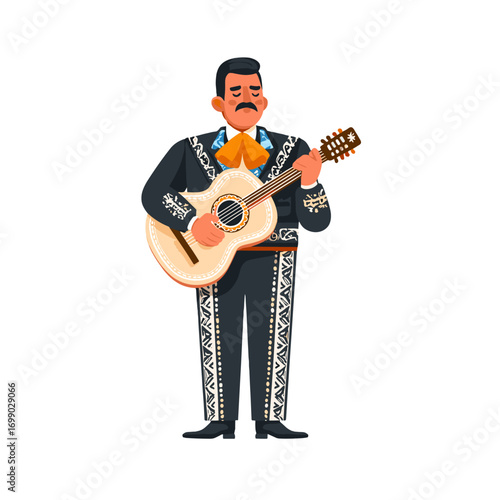 Melody of Tradition: A Mariachi Musician serenades with his guitar, a vibrant celebration of music and culture.