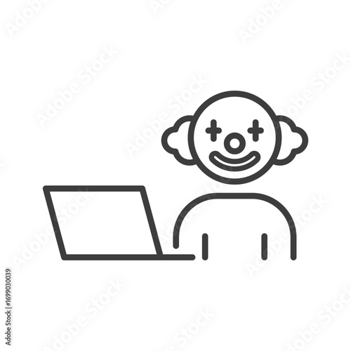 silly employee clip art icon symbol, clown boss, isolated vector illustration