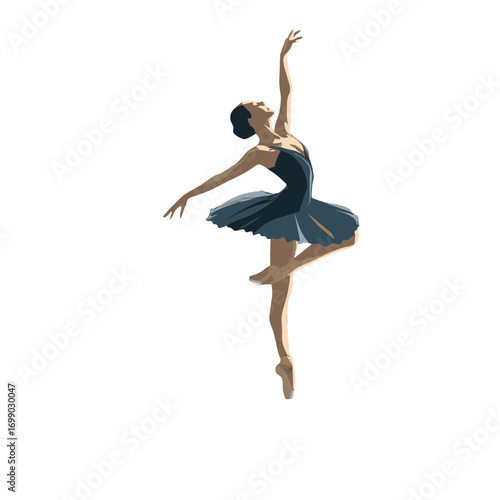 Ethereal Grace: A digital rendering captures the poised elegance of a ballet dancer, gracefully suspended in a moment of artistic expression.