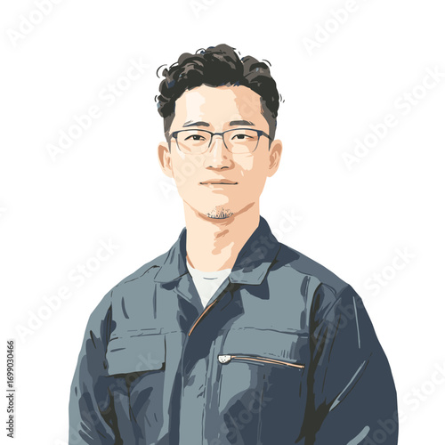 Modern Professional in Business Attire: A composed professional, rendered in an illustrative style, exudes a sense of confidence and approachability.