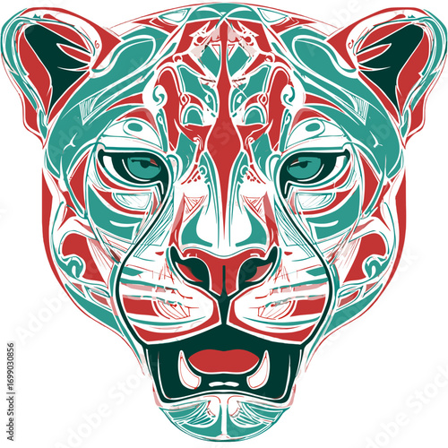 Geometric Jaguar Portrait: Intricate geometric patterns combine to form a striking jaguar portrait, celebrating the beauty and power of wildlife through artful design.