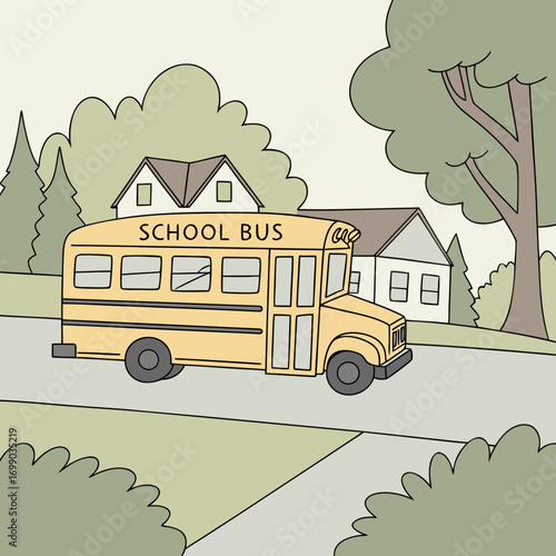 riding a school bus on the street