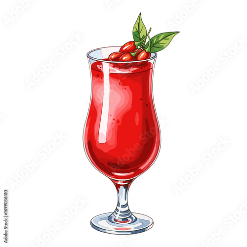 Refreshing Red Cocktail with Garnish in Elegant Glassware for Summer Parties and Gatherings