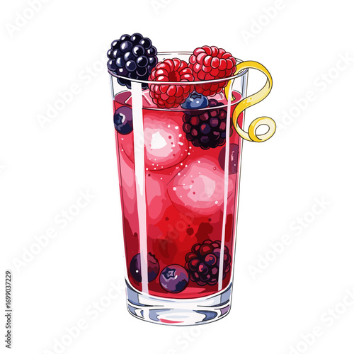 Refreshing Berry Cocktail with Berries and Citrus Twist for Summer Enjoyment