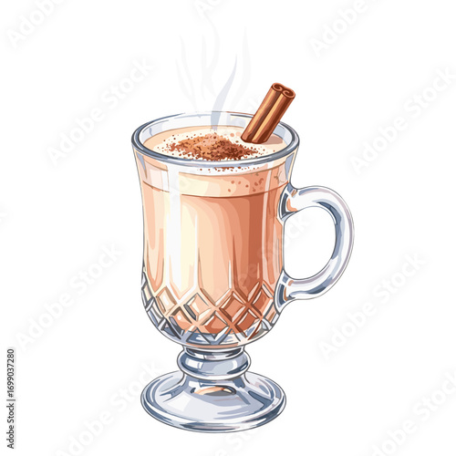 Delicious Hot Beverage with Cinnamon Stick in Glass Mug for Cozy Moments and Winter Warmth