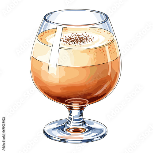 Illustration of a Silky Smooth Creamy Beverage in a Stylish Glass for Cocktail Enthusiasts and Mixologists