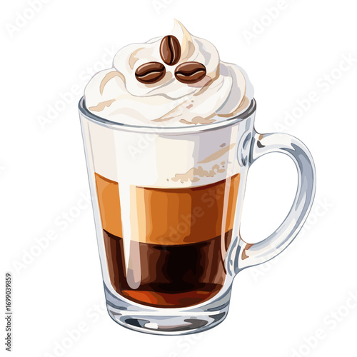 Delicious Coffee Drink with Whipped Cream and Coffee Beans Perfect for Cafes and Coffee Lovers