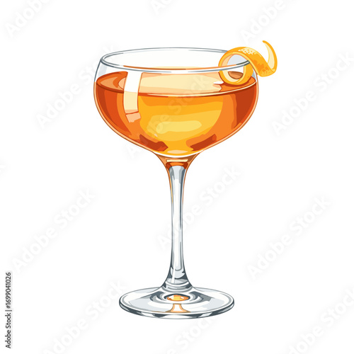 Elegant Cocktail in Glass with Orange Twist - Stylish Drink for Parties, Events, and Celebrations