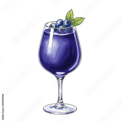 Delicious Blueberry Cocktail in Elegant Glass with Fresh Mint Garnish for Refreshing Drinks