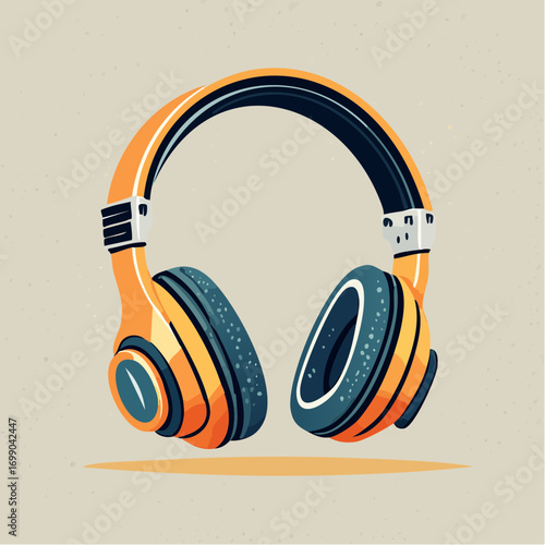 Orange And Black Wireless Headphones On A Textured Background