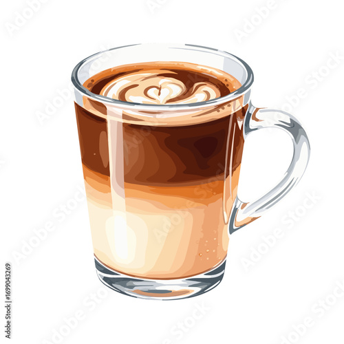 Delicious Latte Coffee in Clear Glass Cup for Espresso Lovers