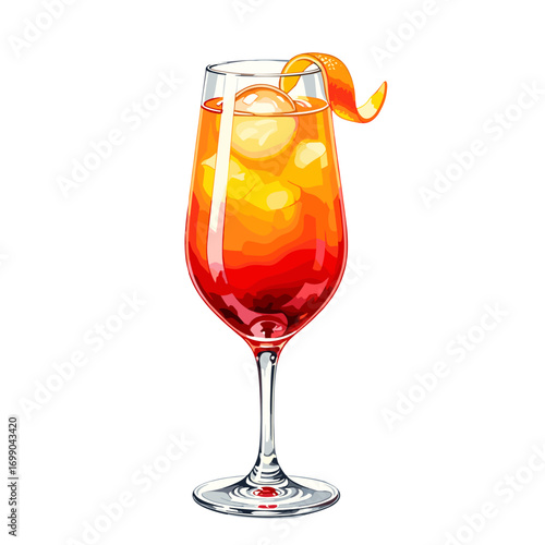 Colorful Cocktail Drink in Elegant Glass with Ice and Garnish for Tropical Parties and Celebrations