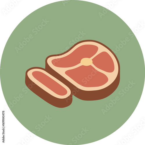 Premium cut of beef steak with visible bone on green background