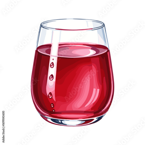 Bright Red Beverage Glass Art with Refreshing Drink Suitable for Summer Parties and Gatherings