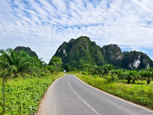 limestone mountains on the Batulicin by pass road in Banjarbaru