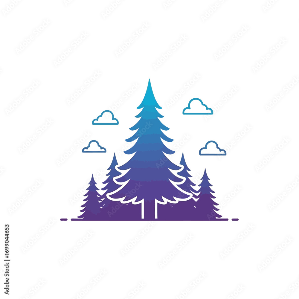 Fototapeta premium Forest Landscape Illustration.