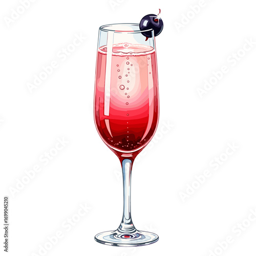 Elegant Sparkling Cocktail Glass with Berry Garnish Perfect for Celebrations and Parties