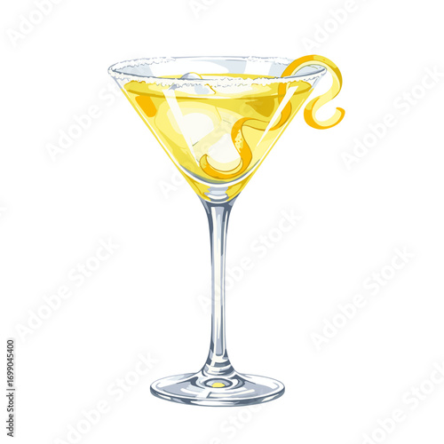 Elegant Yellow Cocktail with Citrus Twist in a Martini Glass for Refreshing Occasions