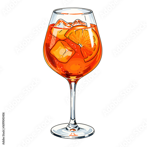 Refreshing Orange Cocktail in Elegant Glass with Ice and Citrus Slices for Summer Gatherings