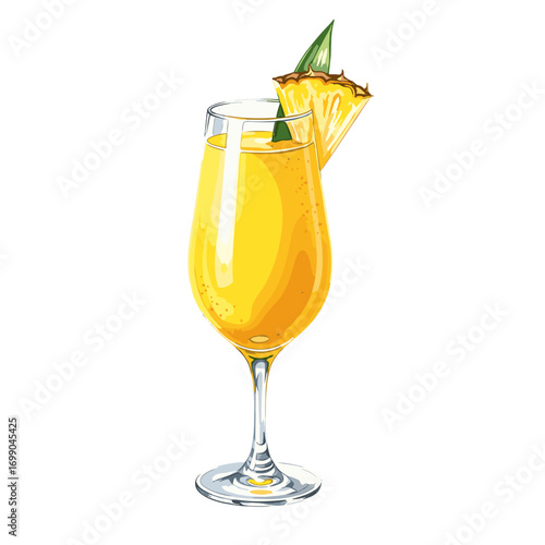 Delicious Tropical Pineapple Cocktail in Elegant Glass with Garnish