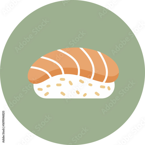 Illustration of a freshly baked loaf of bread with diagonal scoring on a green background