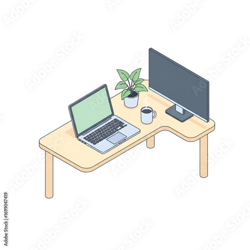 set up of work table in the office