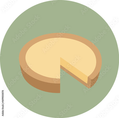 Realistic illustration of a cheese wheel with a light green background
