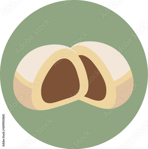 Medical illustration of human lungs with circular boundary on muted green background